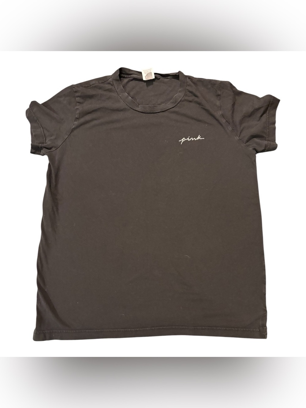 PINK Victoria's Secret Black Short Sleeve Logo Tee with Rhinestones